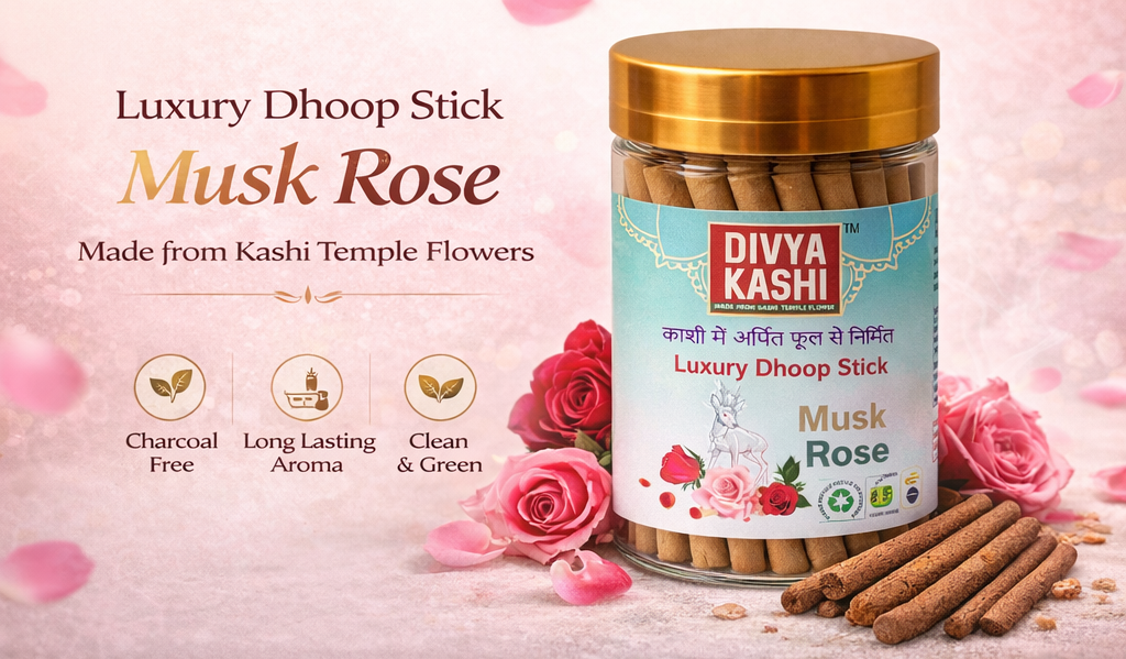 Divyakashi Luxuri Musk Rose Dhoop stick | Pure Divine Fragrance for Pooja, Temple & Meditation | 200 gm pack | Kashi Temple Flowers - Image 4