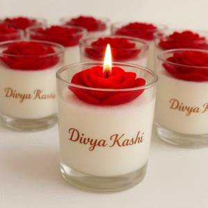 Divya kashi | Rose Fragrance Candles | Smokeless & Long-lasting |Pure Soy Wax |